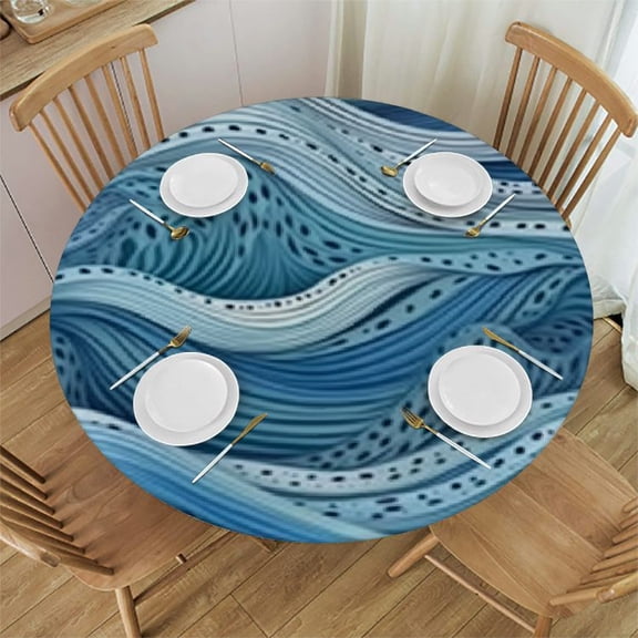 BANET Funny Cartoon Seamless Cats Colorful Pattern Round Table Cloth, Circle Table White  Dinner Tablecloth, Desk Cloth Cover for Home Party Wedding 46"-50