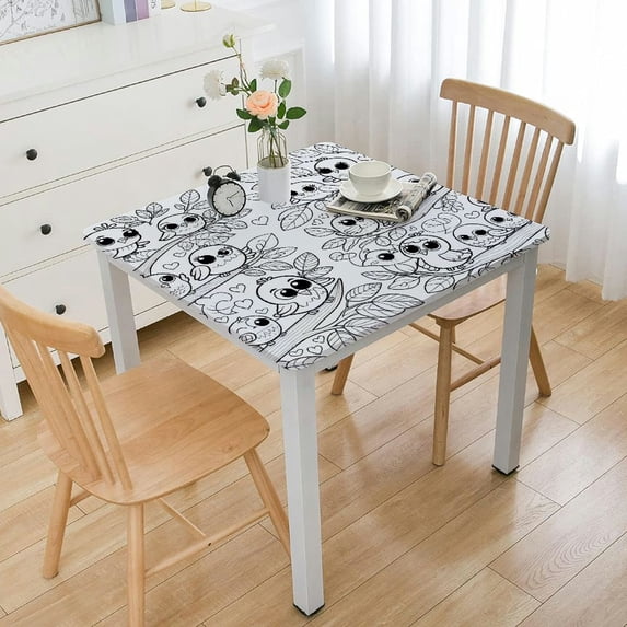 BANET Funny Tablecloth, Cartoon Group of Fun Colorful Canary Bird Family on Oak Branches Animal Illustration, Dining Room Kitchen Rectangular Table Cover