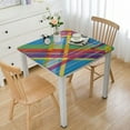 thumbnail image 1 of BANET , Geometric Elements Crossing Lines Squares Colorful Illustration Print, Rectangular Table Cover for Dining Room Kitchen Decor white, 1 of 8