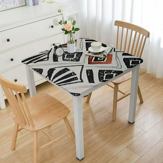 BANET Geometric Table Cloth Modern and Minimalist Tablecloth Linen Farmhouse Decoration Rectangle Printed Boho Pattern Non-Fade Washable Square Table Cover for Kitchen Dining Tabletop white