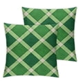 thumbnail image 1 of BANET  Geometric Throw Pillow Cover Set of 2, Classical Diamond Line Pattern with Dotted Lines Vintage Design, Decorative Square Covers for Couch Bed &amp; Sofa, Lime Green Dark Green 20x20in, 1 of 7