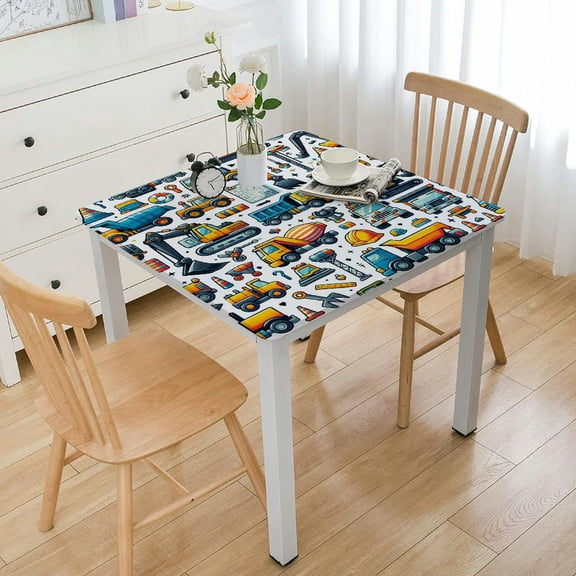 BANET Giant Coloring Tablecloth for Kids - Huge Construction Theme Table Cover Large Painting Poster for Children Birthday Party Supplies White