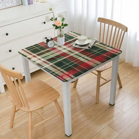 BANET Give Thanks Plaid Fall Table Decor, Autumn & Thanksgiving Tabletop Linens, Square Tablecloth white