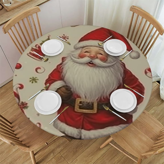 BANET Gnome Round Tablecloth Gift Tree Waterproof Table Cloth Polyester Tablecloth Table Cover for Kitchen Outdoor Party Picnic 54"-58