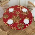 thumbnail image 1 of BANET Golden Snowflakes Round Tablecloth Washable Red Circular Polyester Table Cloths Cover Tablecloth for Kitchen Dinning Tabletop 31"-35, 1 of 8
