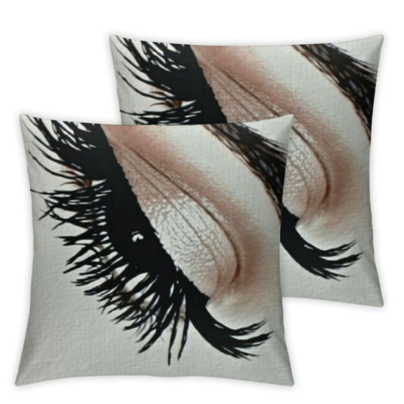 BANET Good Lashes Throw Pillow Cover , Pillow Cases Set of 2 for Home Living Room Bed Sofa Bedroom Decorative Double-Sided Design Pillowcases Square Outdoor 12x12in
