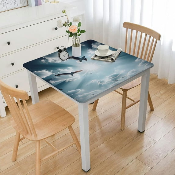 BANET Green Forest Landscape Pattern Tablecloth, Waterproof and Oil-Proof Tablecloth, Suitable for Kitchen, Dining Room White