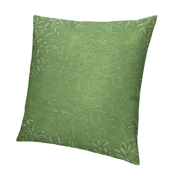 BANET Green Throw Pillow Cushion Cover, Pattern with Hand Drawn Leaves Grassland Growth Ecology Vegetation, Decorative Square Accent Pillow Case 20x20in