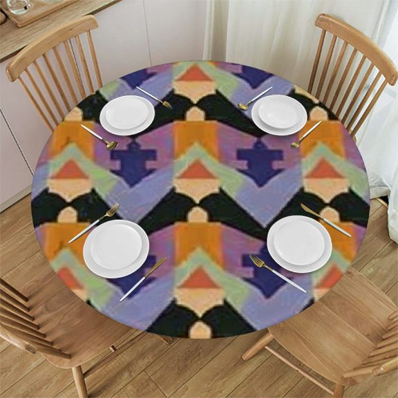 BANET Halloween Gingham Check Plaid Table Cloth Round Modern Autumn Reusable Tablecloth Waterproof Outdoor Tablecloth Table Cover for Kitchen Party Picnic Dining Decor 31"-35