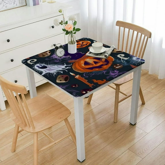 BANET Halloween Tablecloth Square, Durable Table Cover for Kitchen Dining Room, Tablecloth for Party Dinner white