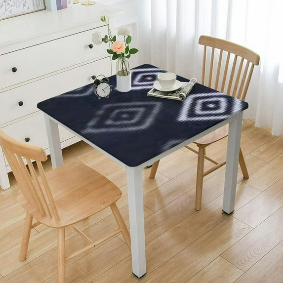 BANET Hand Block Print Geometric Tablecloth for Square Tables Cotton Table Linen Beach Sheet Beach Throw white