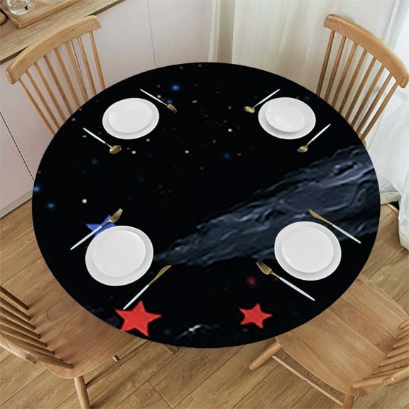 BANET Happy Birthday Round Tablecloth Vibrant Colorful Decorative Table Cloth Waterproof Resistant Bithday Gifts Tablecloths Decorative Black for Birthday Home Party Outdoor 42"-46