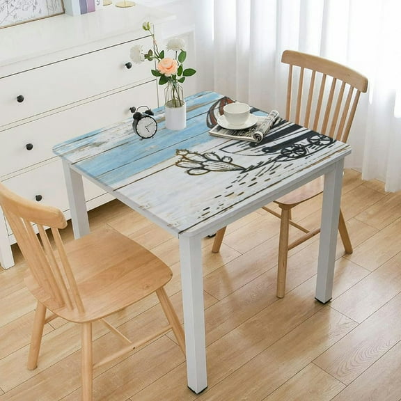 BANET Happy Camping Tablecloths Camper Truck Table Cover for Kids Girls Room Decor, Adventure Theme Dog Lover Table Accessories for Dining Kitchen Home Decorative White