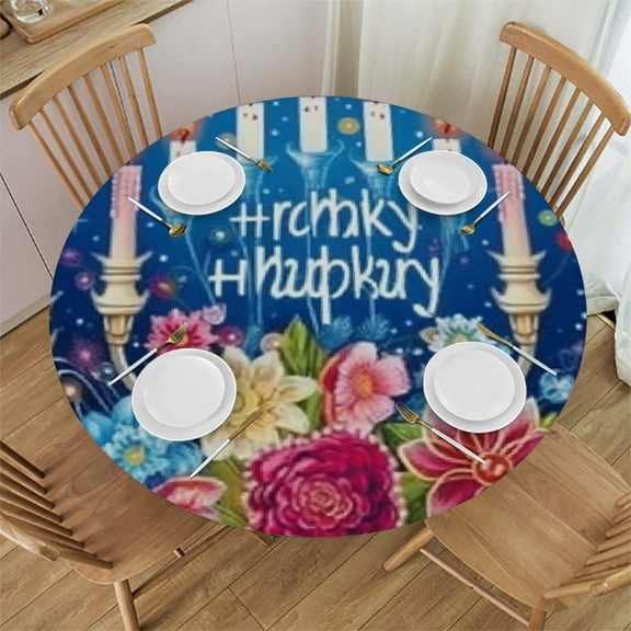 BANET Happy Round Tablecloth Kitchen Picnic Tablecloths Washable Table Cover for Dining Birthday Party Table Cloths Decoration Table Cloth 31"-35