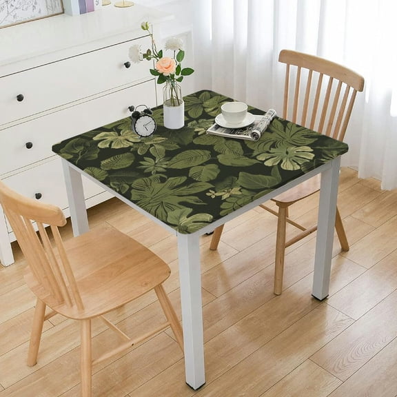BANET Hawaiian Colors Pattern Square Tablecloth,Stain Wrinkle Resistant Reusable Washable Print Square Table Cover,for Kitchen Indoor Outdoor Events Party Decor(Army Green Slate Brown) white