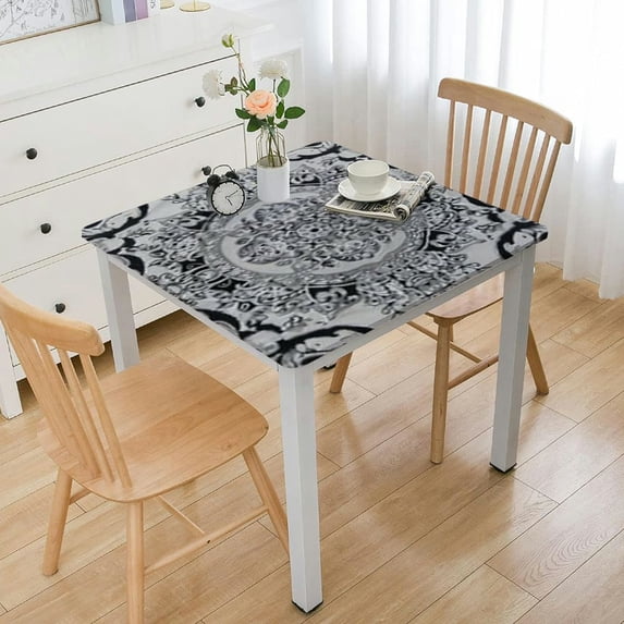 BANET Heavy Duty Tablecloth Waterproof Oilproof PVC Tablecloth for Dining Kitchen Table Tablecloth for Square Table white