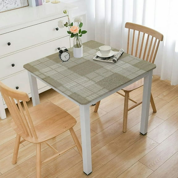 BANET Heavy Duty Vinyl Tablecloth Sage Green Square Table Cloth Waterproof Wipeable Oilcloth Square Tablecloths for Rectangle Tables white