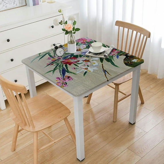 BANET Heavyweight Spillproof Spring/Summer Fabric Indoor Outdoor Tablecloth, Outdoor Table Cloth for Square Tables, Picnic/Patio Table Covers white