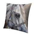 thumbnail image 1 of BANET Horse Pillow Case,Beautiful White Horse Cushion Cover Square Standard Home Decorative for Men/Women White Gray 12x12in, 1 of 5