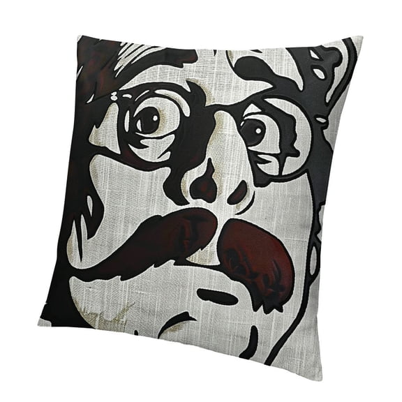 BANET Humor Throw Pillow Cushion Cover, Weird Guy Meme Face Character Barfing Food Scene Troll Web Comics Illustration, Decorative Square Accent Pillow Case 22x22in