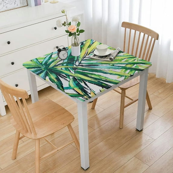 BANET Indoor Outdoor Tabletop for Spring Summer Decorations, Picnics and Dinner Parties - Stain and Water Resistant, Palm Leaves Dream, Tablecloth white