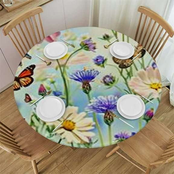 BANET Insects Tablecloth for Holiday Birthday Party Table Decor, Waterproof Outdoor Table Cloth Round Tables for Dining Room Banquet Farmhouse Tablecloths 54"-58