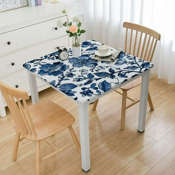 BANET  Jodhpur  Rectangle Tablecloth, Handblock Floral Linen Table Cloth for Kitchen Dining Table I Parties Wedding Outdoors I Home Decor white