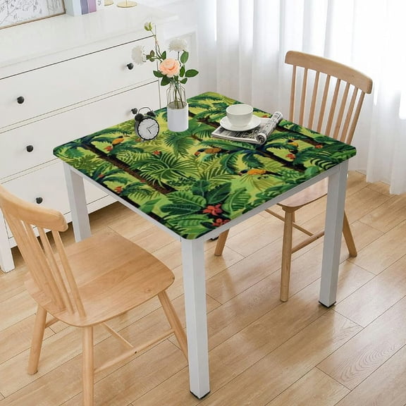 BANET Jungle Theme Square Tablecloth,Stain Wrinkle Resistant Reusable Washable Print Square Table Cloths,for Kitchen Outdoor Picnic Party Patio Wedding Family (Olive Green Brown Lime) white