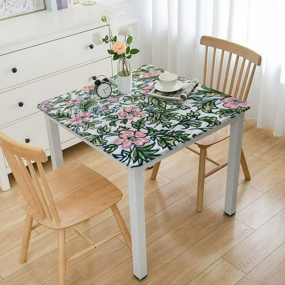 BANET Kalina Square Tablecloth, Handblock Print Floral Table Cloth for Kitchen Dining Linen I Parties, Weddings, Outdoors, Christmas I Fall Home Decor white