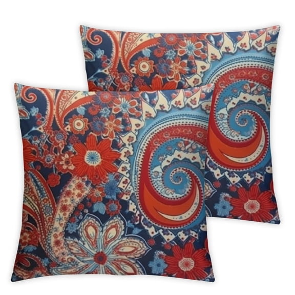 BANET King Red Christmas Pillowcases, Rust Teal Printed Pattern,Pillow Cases Hidden Zipper for Hair Skin - Decor Bedding Pillow Cases Set of 2 22x22in