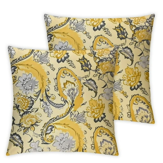 BANET King Yellow Pillowcases, Bohomian White Floral Printed Pattern,Pillow Cases Hidden Zipper for Hair Skin - Decor Bedding Pillow Cases Set of 2 18x18in
