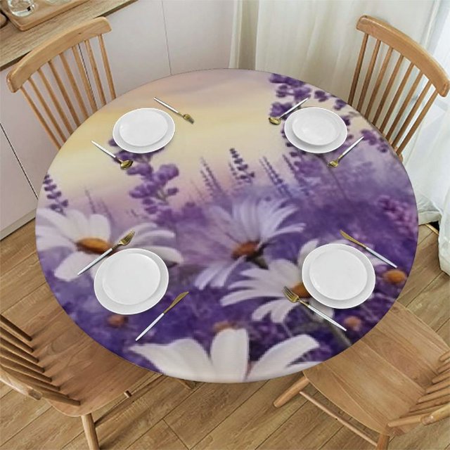 Lavender Flower Round Decorative Tablecloth, Table cover, Coffee