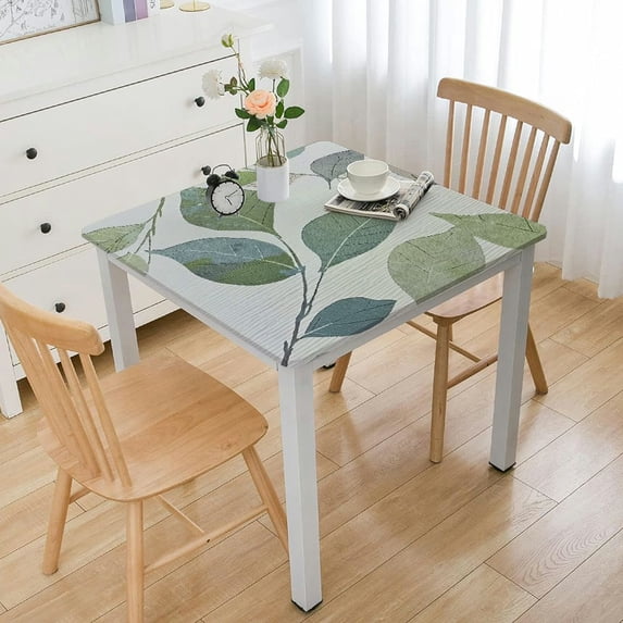 BANET Leaf Printed Decorative Wrinkle Free and Spillproof Table Cloth Cover for Home Kitchen Dinning and Outdoor Party white