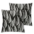 thumbnail image 1 of BANET  Leaf Throw Pillow Cover Set of 2, Palm Leaves with Sharp Edges and Little Dots Tropical Jungle Inspired, Decorative Square Covers for Couch Bed &amp; Sofa,Seal Brown White 12x12in, 1 of 7