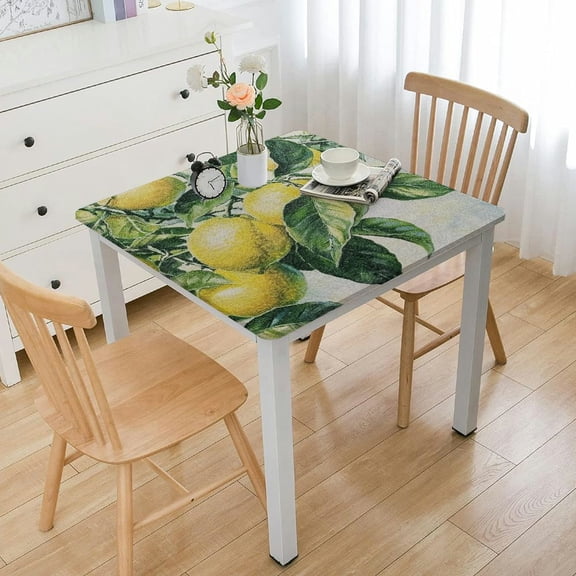 BANET Lemon Printed Design - Multicolored Square Table Cover for Home Décor, Dining Room, Banquets, Everyday Use and Special Occasions white