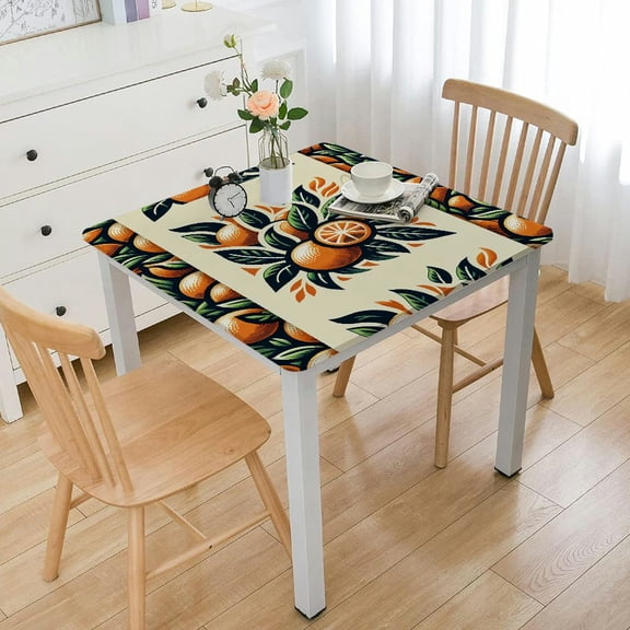 BANET Linen Cotton Table Runner Dresser Scarves, Watercolor Orange Pattern Design Rectangle Tablecloths for Farmhouse Kitchen Dining Wedding Picnic Party, Citrus Fruit White