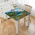 thumbnail image 1 of BANET Linen Rectangle Tablecloth Ocean Coastal Seaside Scene Capri Island Blue Sky Clouds Table Cloth Washable Dust-Proof Table Cover for Dining/Buffet/Parties/Weddings/Banquet, 1 of 7