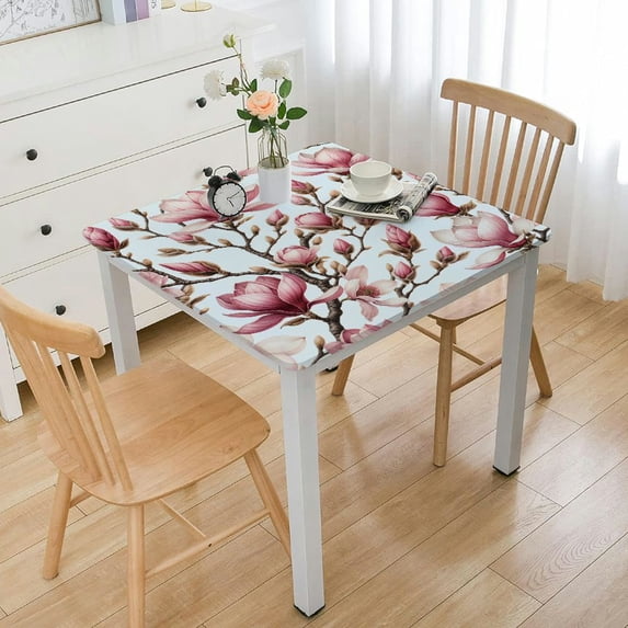 BANET Linen Table Runner Dresser Scarves, Blossom Pink Rectangle Tablecloths for Farmhouse Kitchen Dining Wedding Picnic Party , Watercolor Floral White