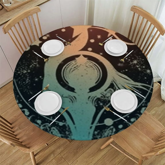 BANET Magic Astrology Round Tablecloth, Witch Moon Table Cover for Dining Kitchen Picnic Party Restaurant Decoration 38"-42