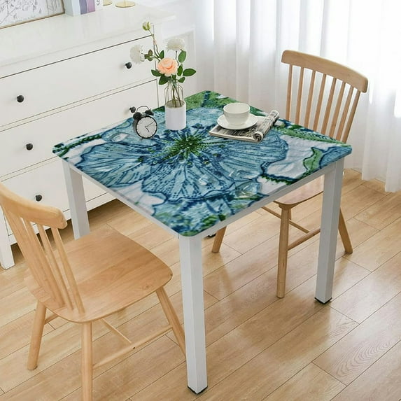 BANET Mahoka Square Fall Tablecloth, Handblock Floral Linen Table Cloth for Kitchen Dining Table I Parties Weddings Outdoors Easter Valentine's Gift I white
