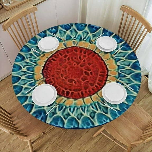 BANET Mandala Tablecloth Round Vinyl Spring Small Table Cloths for Parties Waterproof Fabric Bohomian Tablecloths Decorative for Holiday Home Party Wedding Picnic 31"-35
