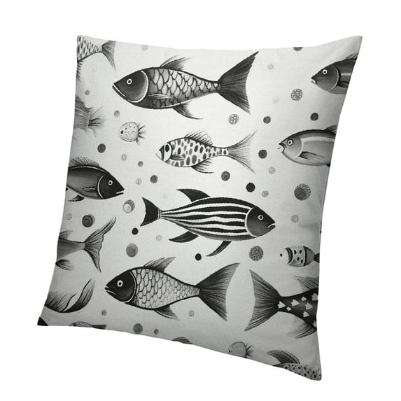 BANET Marine Throw Pillow Cushion Cover, Fishes Pattern in Soft Color Different Body Motif Watercolor Style Nautical Artwork, Decorative Square Accent Pillow Case 20x20in