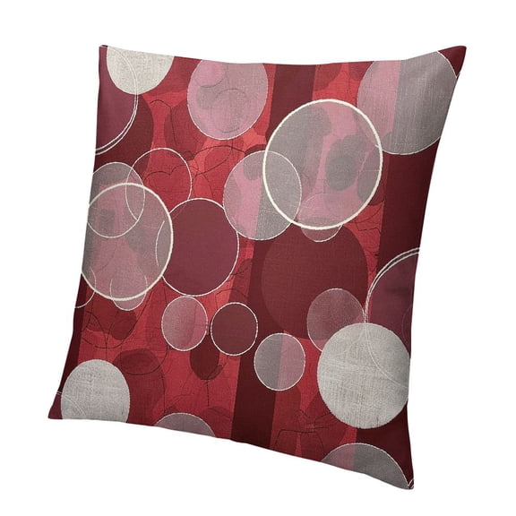 BANET  Maroon Throw Pillow Cushion Cover, Retro Skinny Ring Shapes Overlapping Circles Funky Groovy Optical, Decorative Square Accent Pillow Case 18x18in