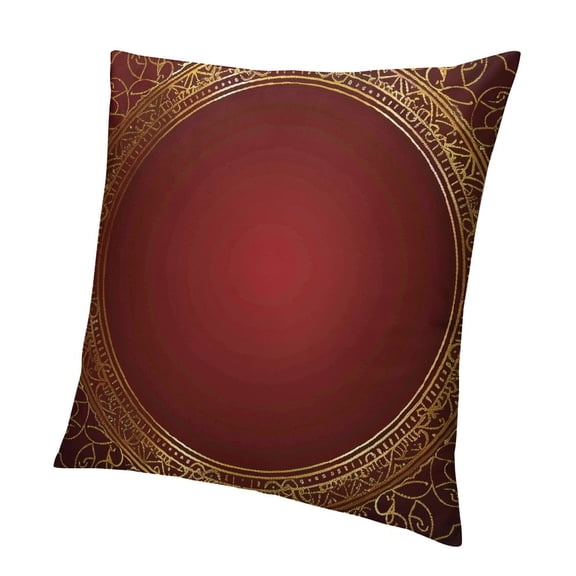 BANET  Maroon Throw Pillow Cushion Cover, Vintage Frame with Eastern Motifs Traditional Retro Classic Art, Decorative Square Accent Pillow Case 12x12in