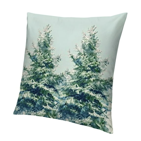 BANET Merry Christmas Cedar Trees Watercolor Painting Lumbar Decorative Throw Pillow Cover for Bed Sofa Holiday Outdoor 22x22in