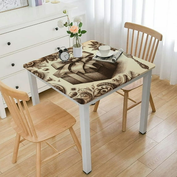 BANET Merry Christmas Tablecloth Background Holly Leaves Rectangle Tablecloth Picnic Tablecloth BBQ Table Cloths Polyester for Kitchen White