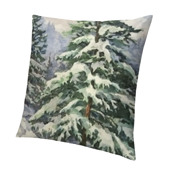 BANET Merry Christmas Watercolor Painting Lumbar Decorative Throw Pillow Cover Cushion Case for Bed Sofa Holiday Outdoor 20x20in