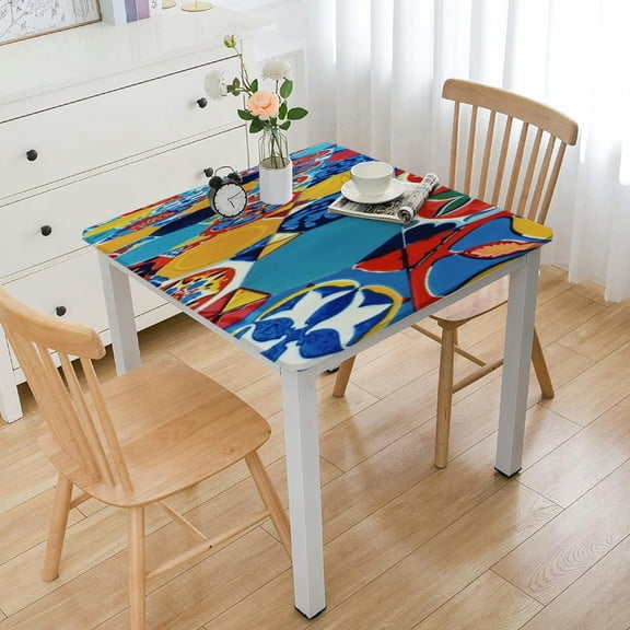 BANET Mexican Talavera Tablecloth Square, Durable Table Cover for Kitchen Dining Room, Holiday Tablecloth for Party Dinner white