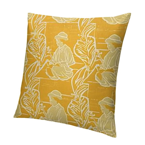 BANET Mid Century Throw Pillow Cushion Cover, Japanese Traditional Pattern Sketches, Decorative Square Accent Pillow Case 22x22in