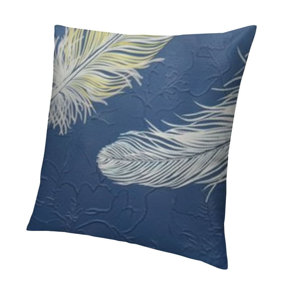 BANET Modern Minimalist Feather Print Pillowcase Suitable for Living Room Decoration Square Sofa Cushion Cover, Bedroom Bed Pillow Cover. White